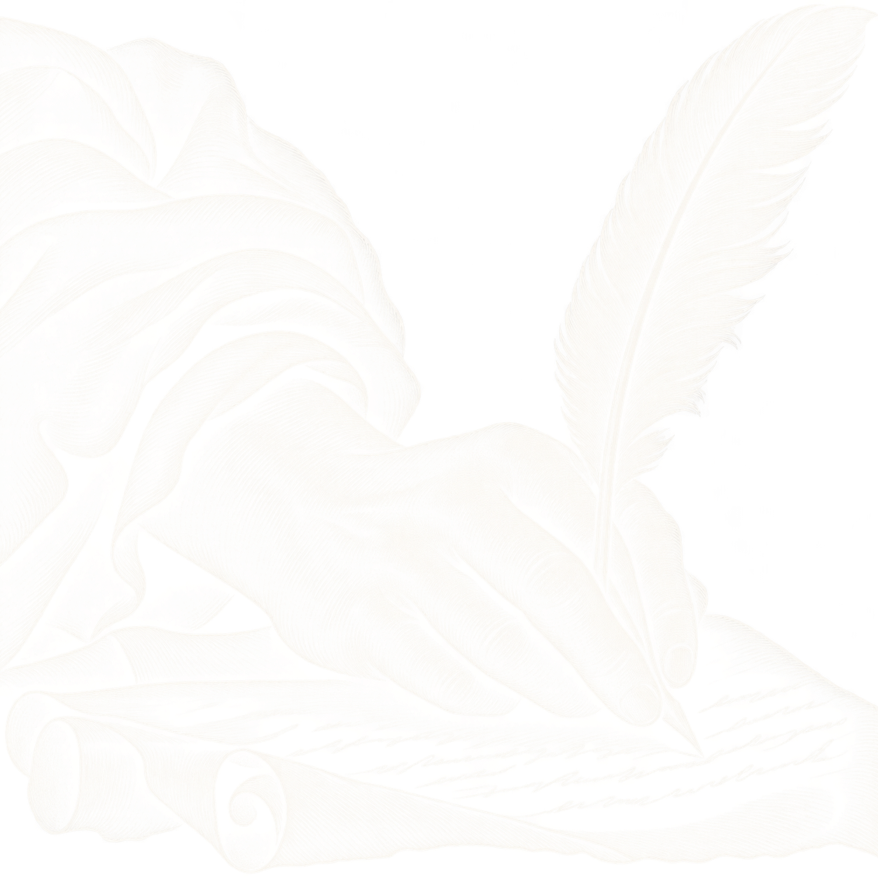 A hand writing an oath with a quill